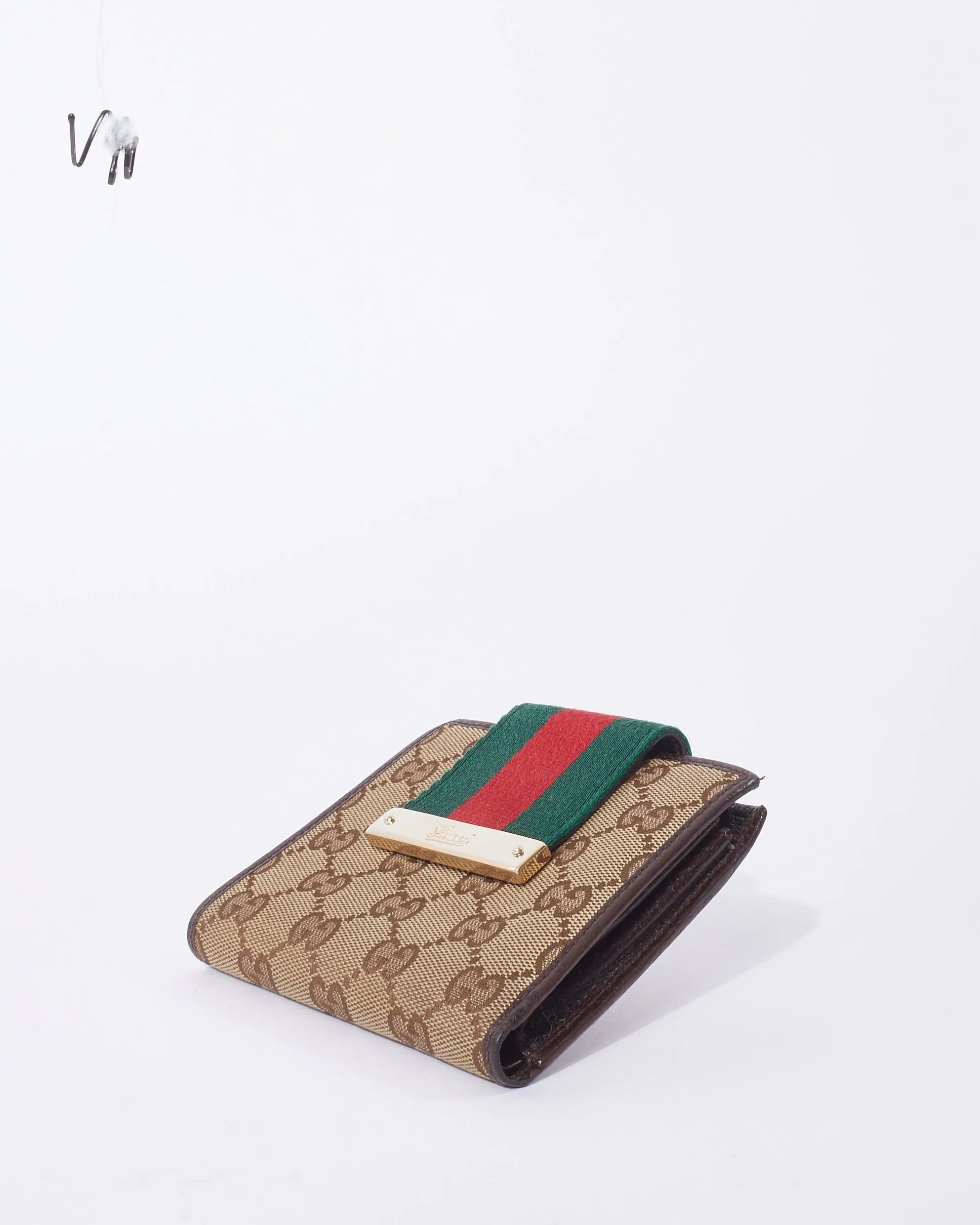 Gucci GG Monogram Canvas Web Compact Wallet