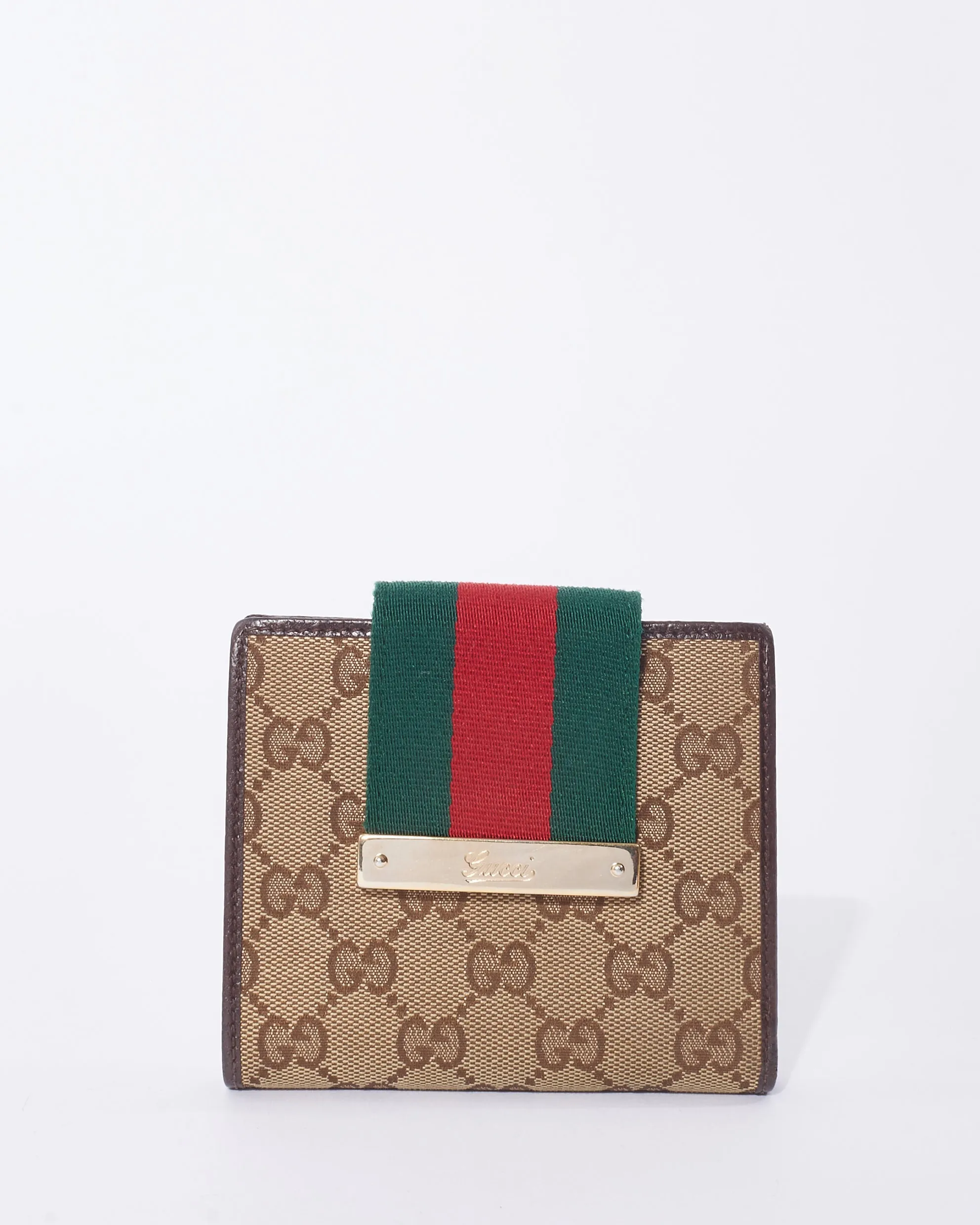Gucci GG Monogram Canvas Web Compact Wallet