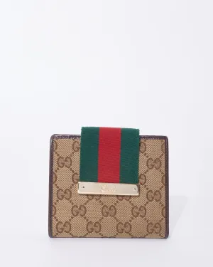 Gucci GG Monogram Canvas Web Compact Wallet