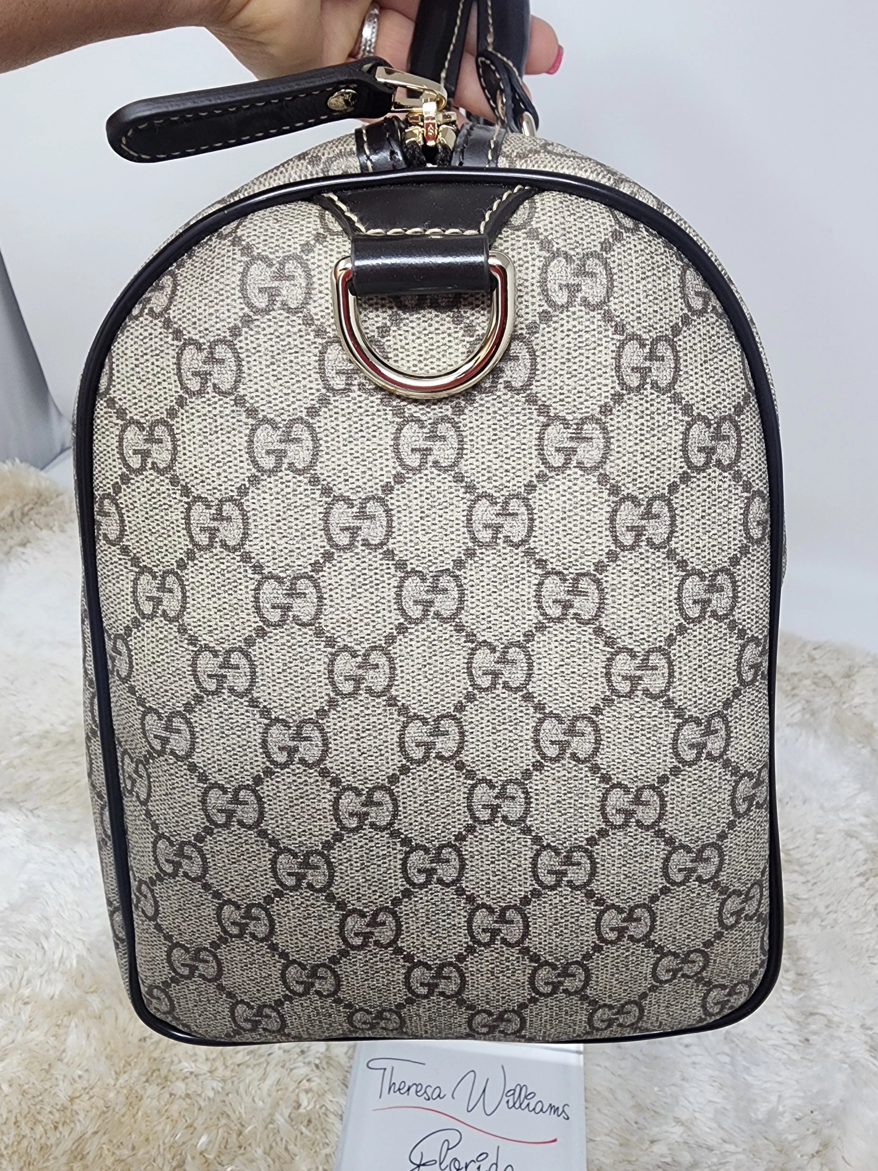 Gucci GG Plus Monogram Tattoo Heart Medium Joy Boston Dark Brown
