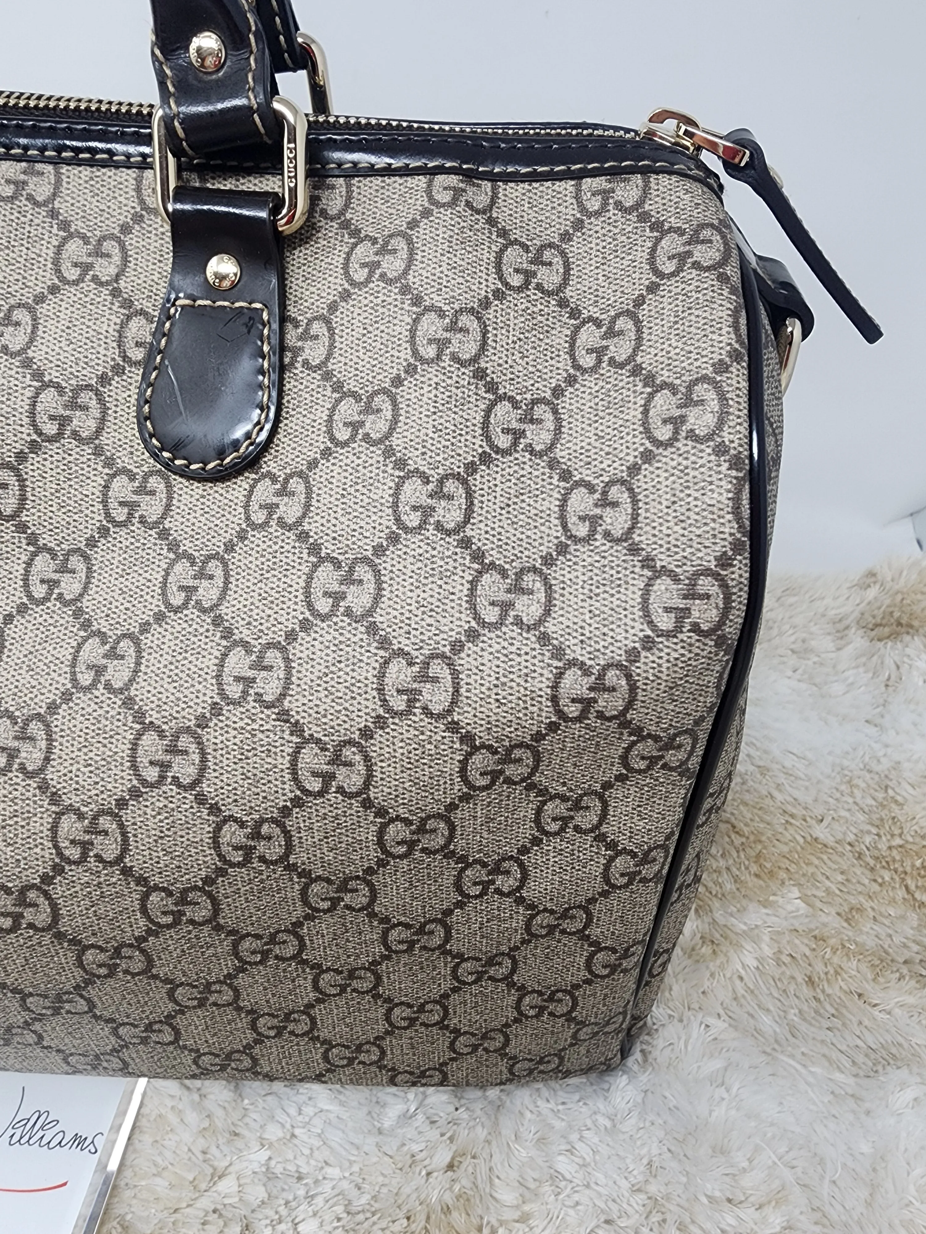 Gucci GG Plus Monogram Tattoo Heart Medium Joy Boston Dark Brown