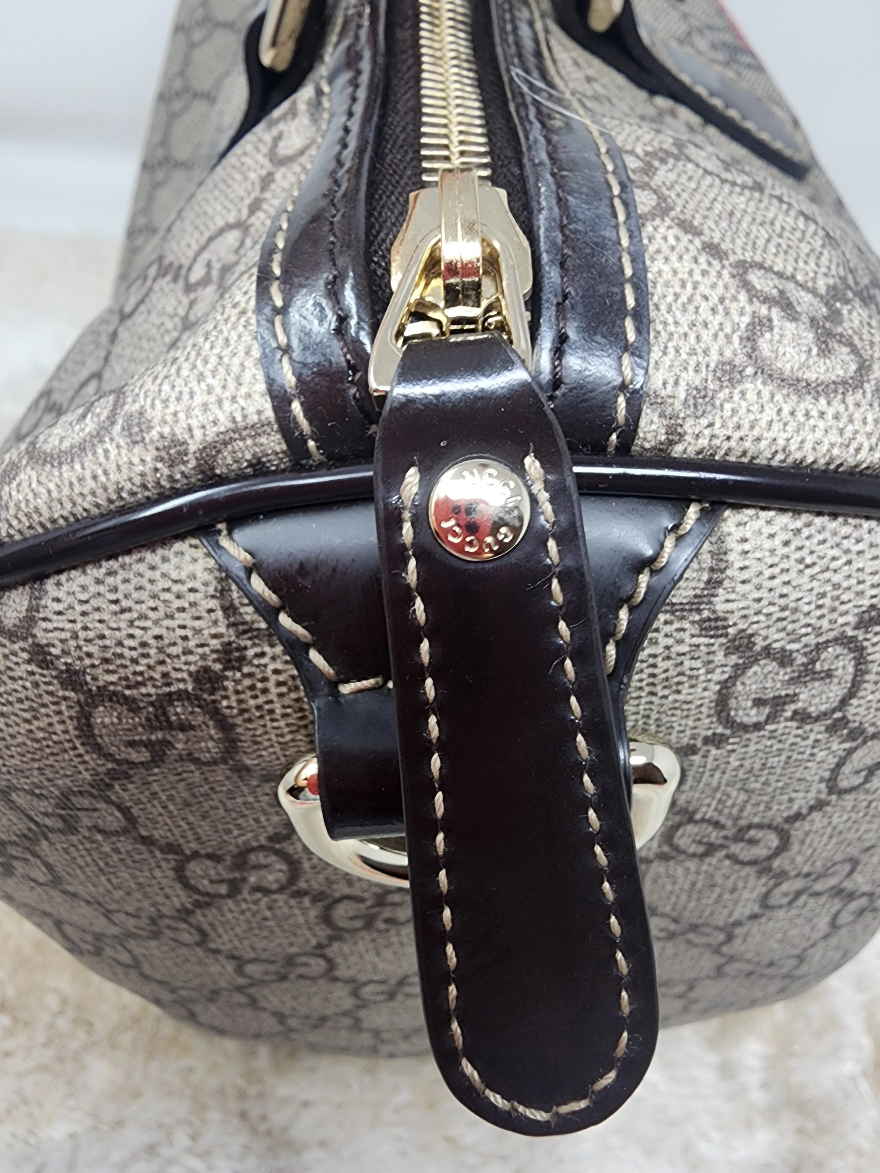 Gucci GG Plus Monogram Tattoo Heart Medium Joy Boston Dark Brown