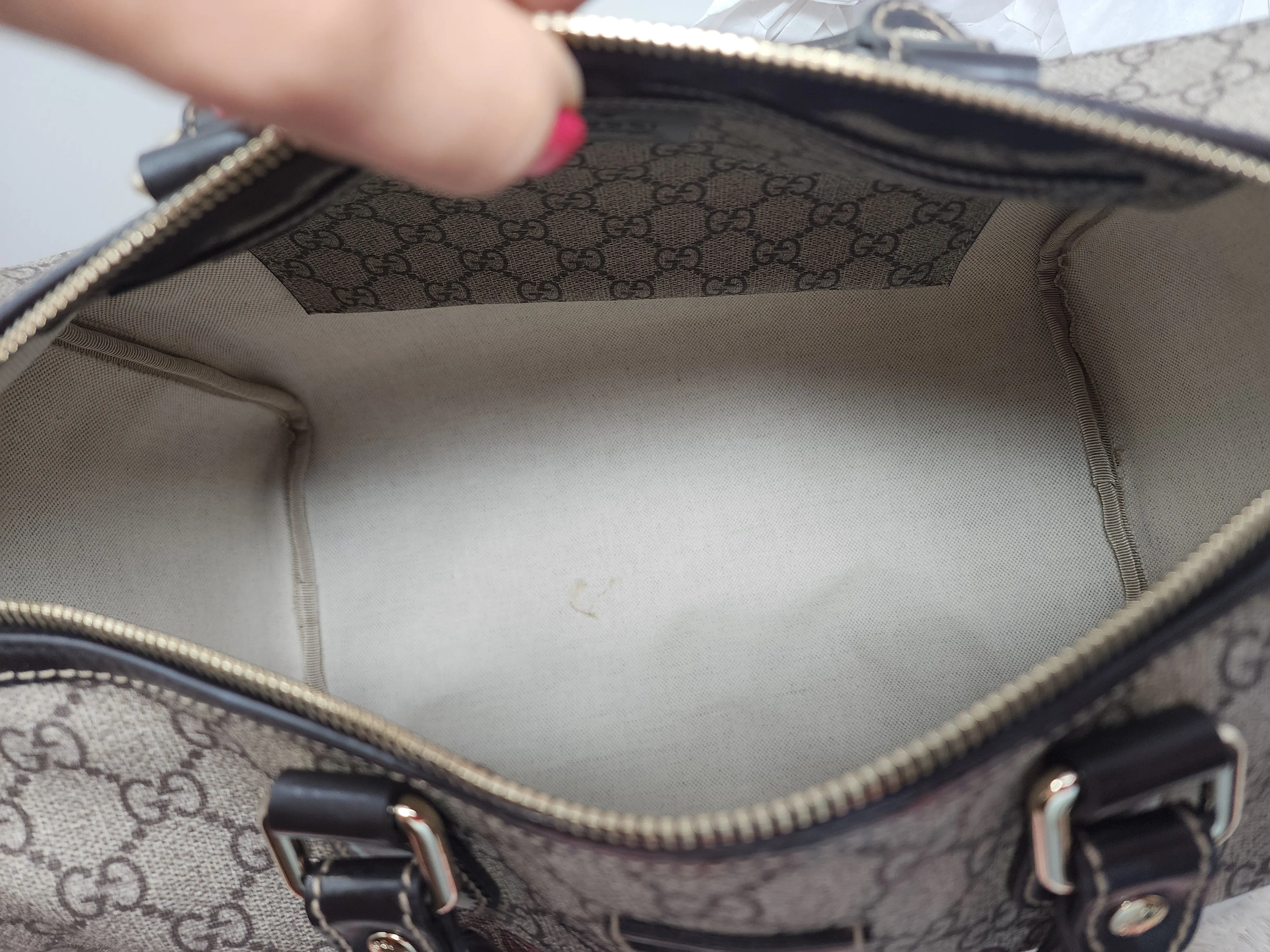 Gucci GG Plus Monogram Tattoo Heart Medium Joy Boston Dark Brown