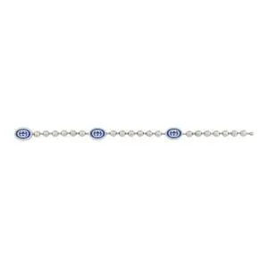 Gucci Interlocking G Boule Blue Enamel Sterling Silver Chain Bracelet