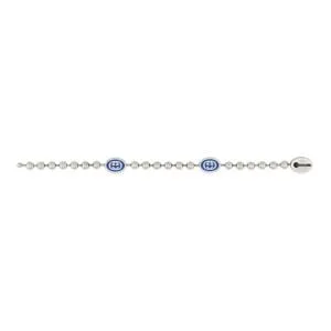 Gucci Interlocking G Boule Blue Enamel Sterling Silver Chain Bracelet