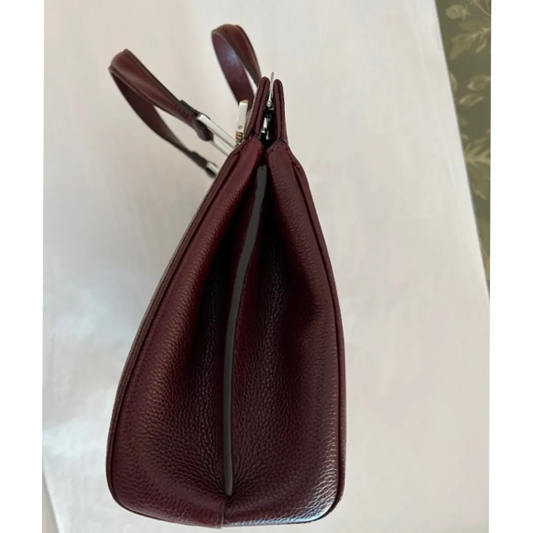 Gucci Zumi Gold Wine Red Shoulder Bag Top Handle Handbag Leather Bordeaux NEW