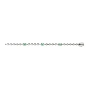 Guuci Sterling Silver Boule Green Enamel Bracelet