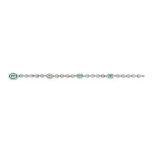Guuci Sterling Silver Boule Green Enamel Bracelet