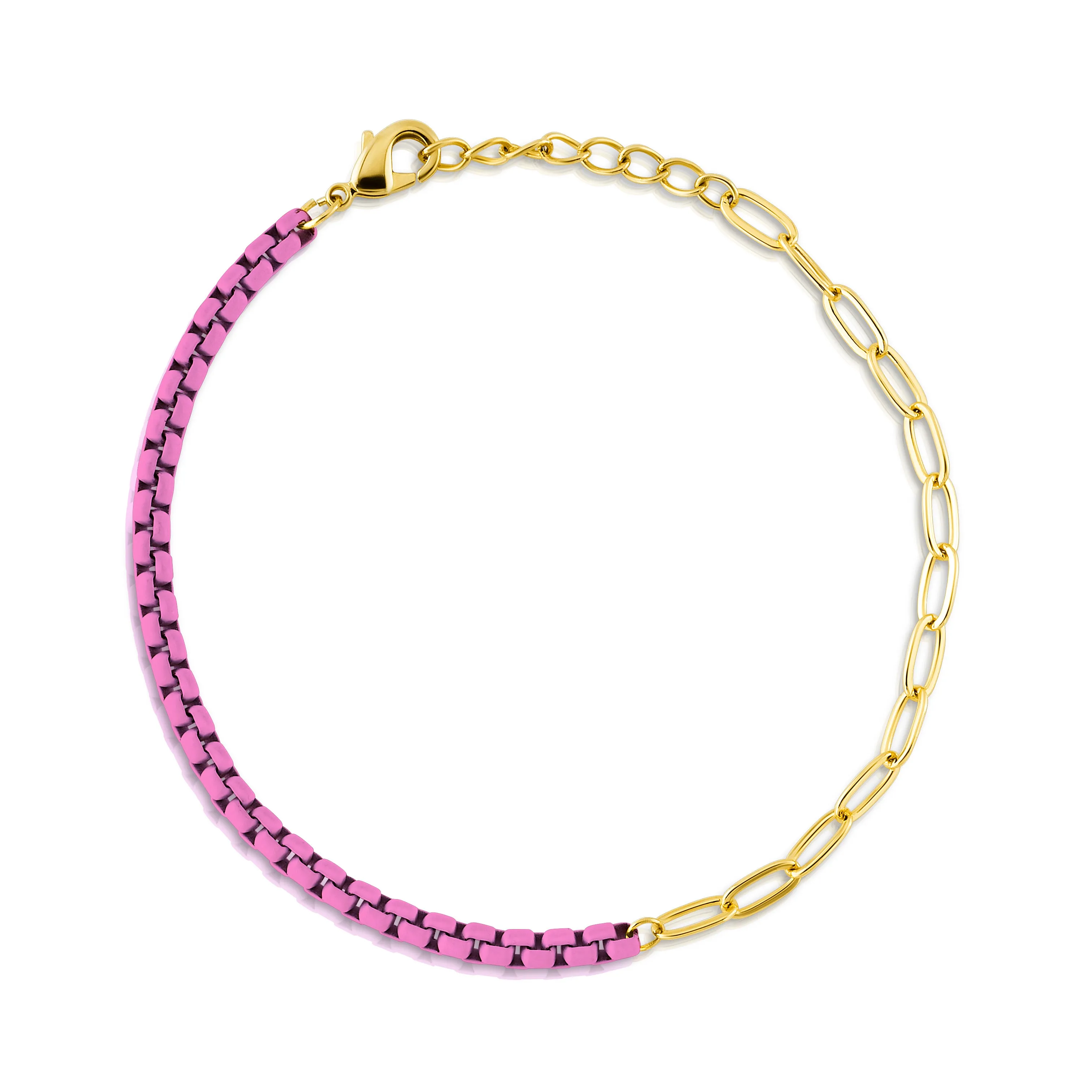 HALF & HALF ENAMEL PAPERCLIP BRACELET, FUCHSIA