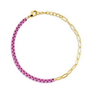 HALF & HALF ENAMEL PAPERCLIP BRACELET, FUCHSIA