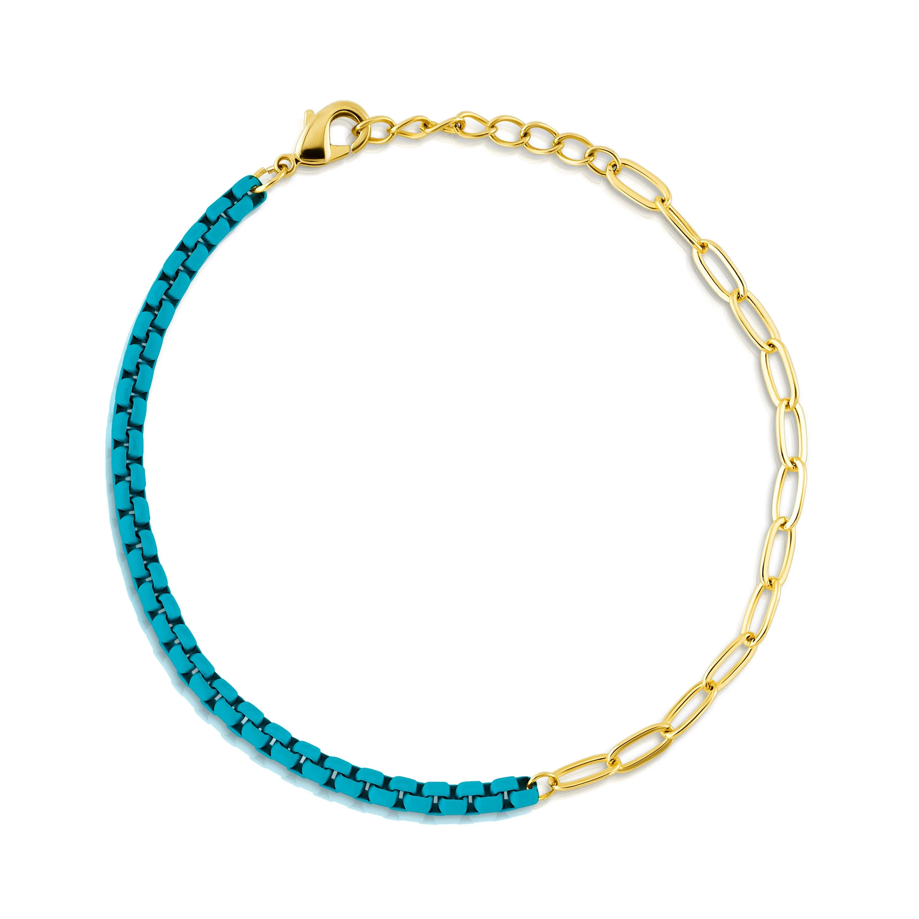 HALF & HALF ENAMEL PAPERCLIP BRACELET, TEAL