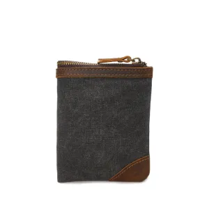 Handmade Vintage Canvas Wallet with Zipper and Coin Pouch