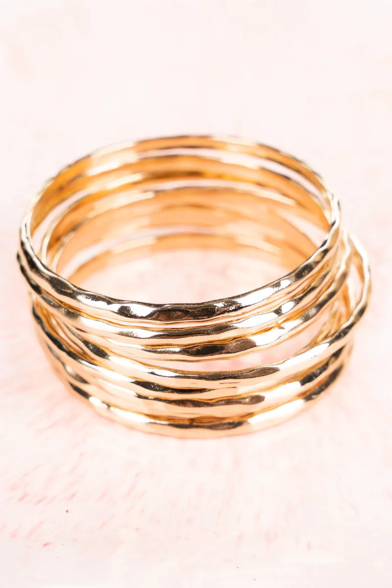 Harlow Hammered Antique Goldtone Bangle Set