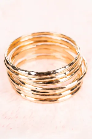 Harlow Hammered Antique Goldtone Bangle Set