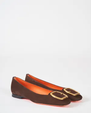 hassiebal flat with buckle - brown suede