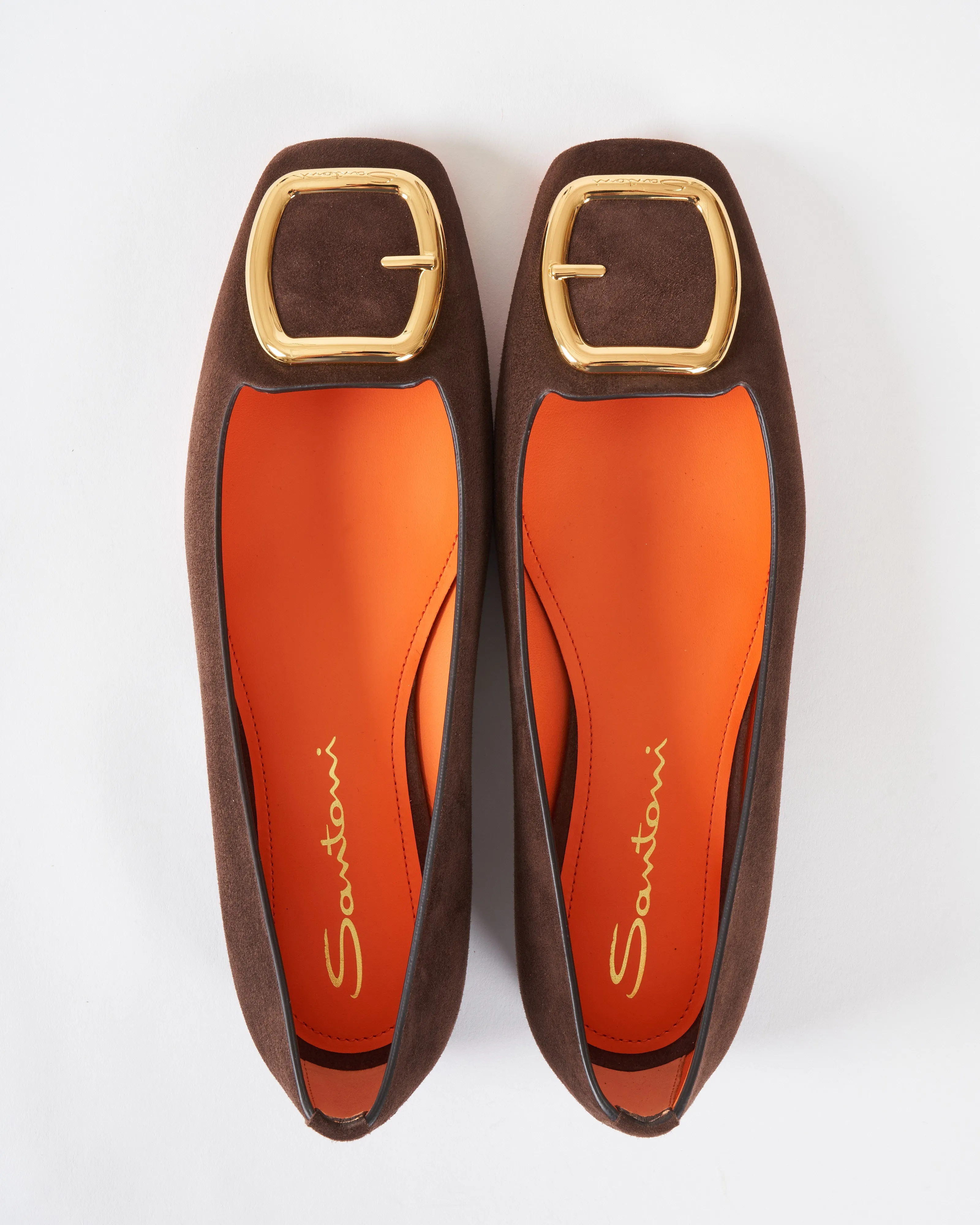 hassiebal flat with buckle - brown suede