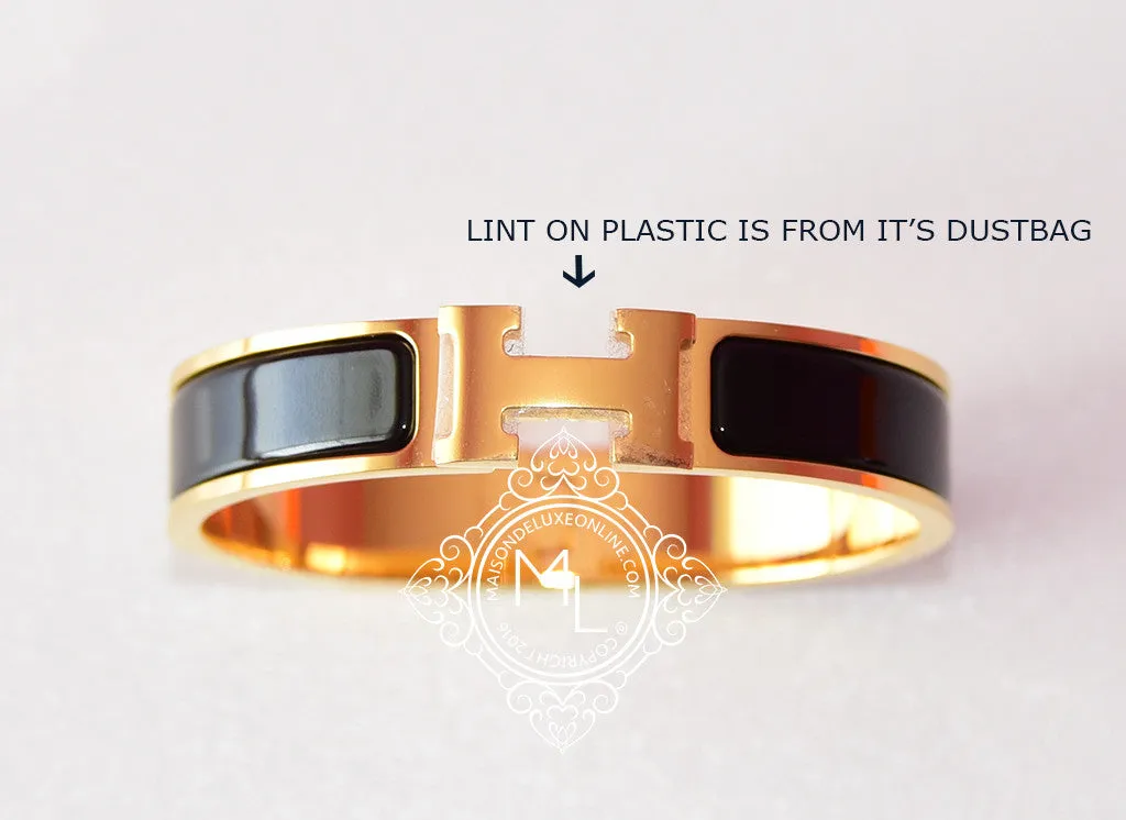 Hermes Black Clic Clac Gold Hardware Narrow Bracelet