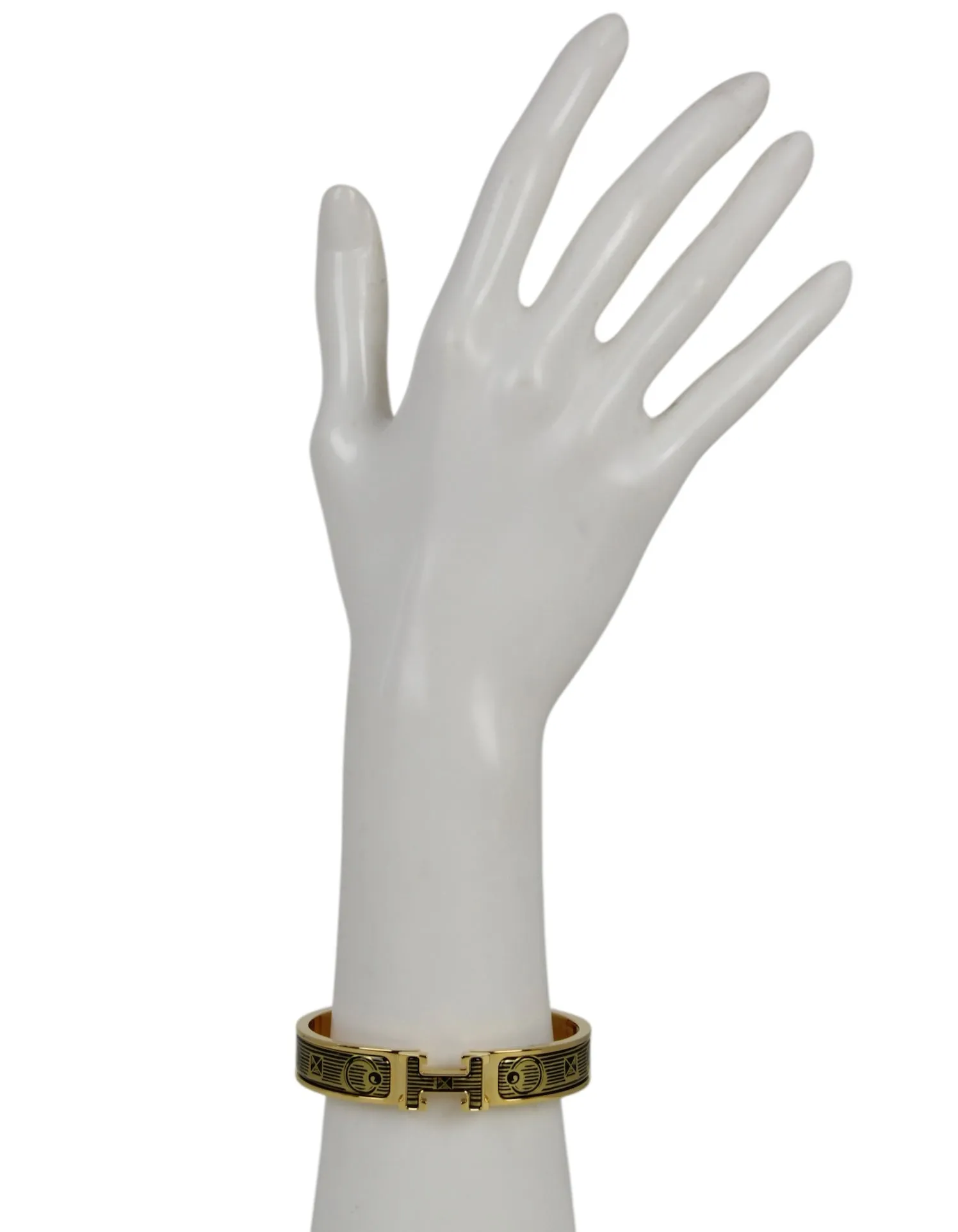 Hermes Black/Gold Narrow Bijoux Trompe L'Oeil H Clic Clac GM