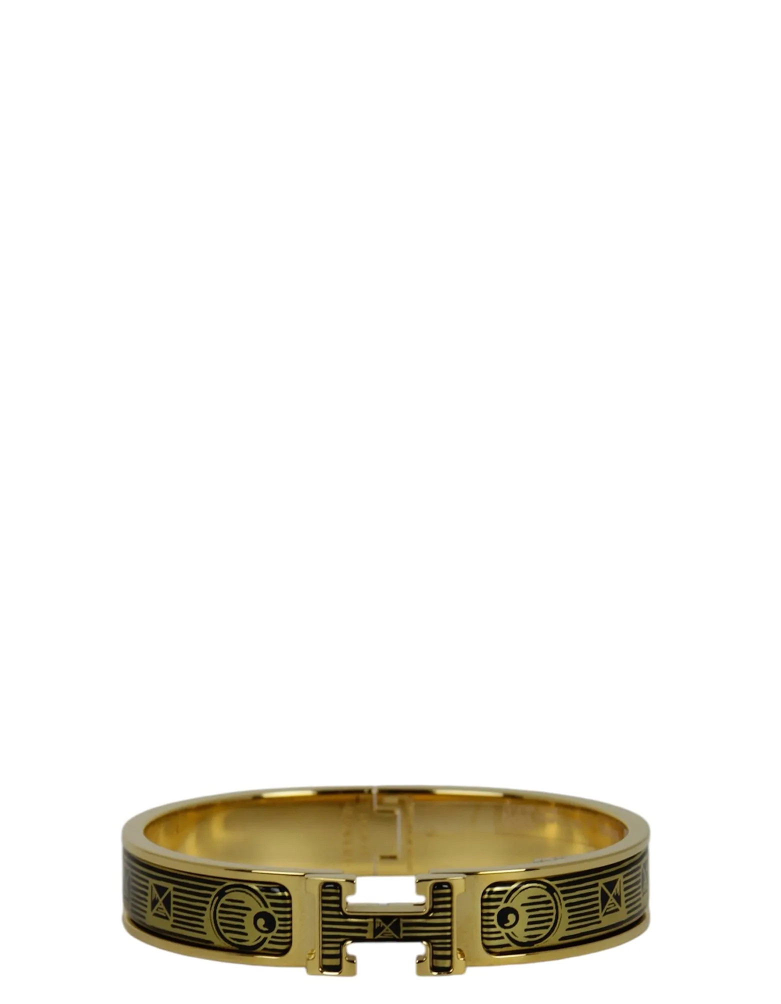 Hermes Black/Gold Narrow Bijoux Trompe L'Oeil H Clic Clac GM
