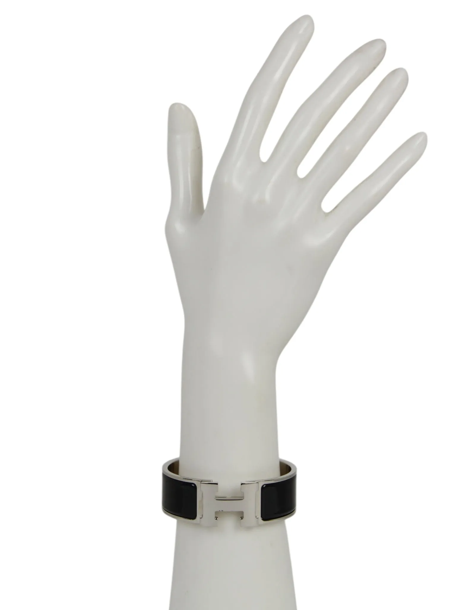 Hermes Black/Palladium Wide H Clic Clac Bracelet sz PM