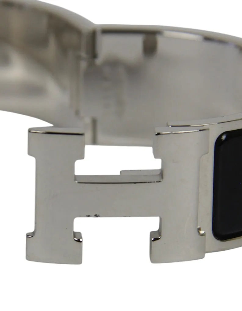Hermes Black/Palladium Wide H Clic Clac Bracelet sz PM
