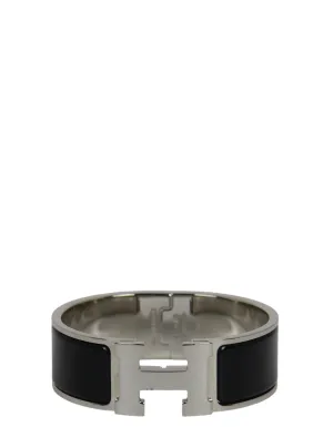 Hermes Black/Palladium Wide H Clic Clac Bracelet sz PM