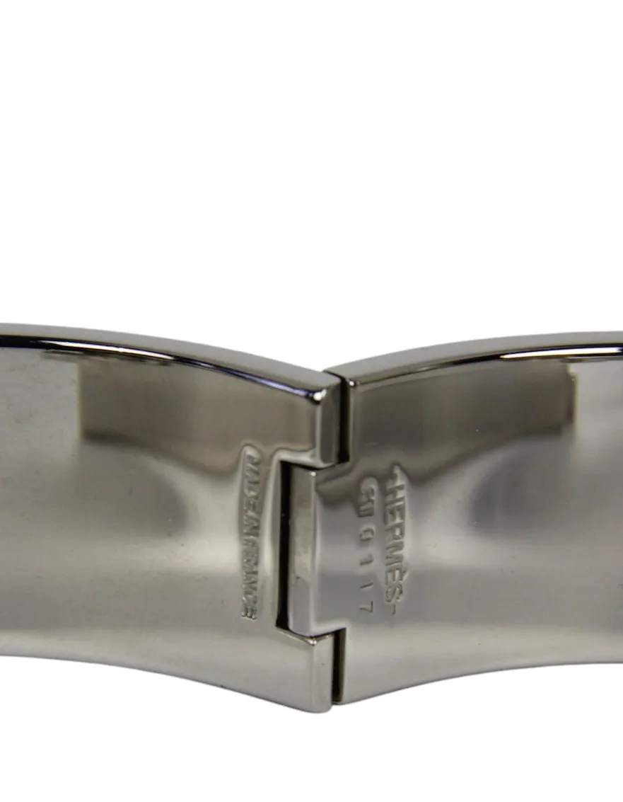Hermes Black/Palladium Wide H Clic Clac Bracelet sz PM