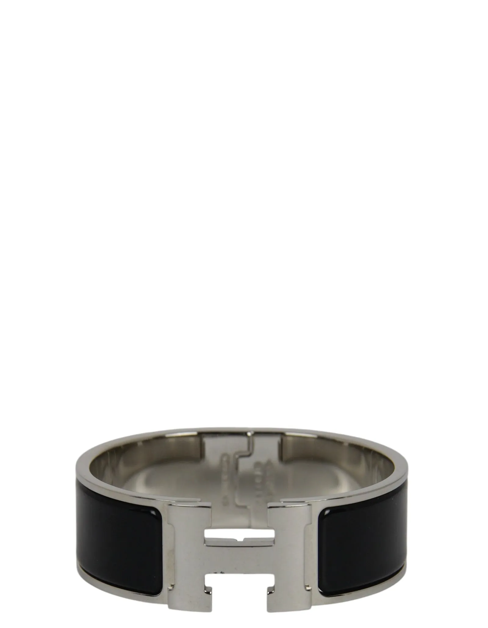 Hermes Black/Palladium Wide H Clic Clac Bracelet sz PM