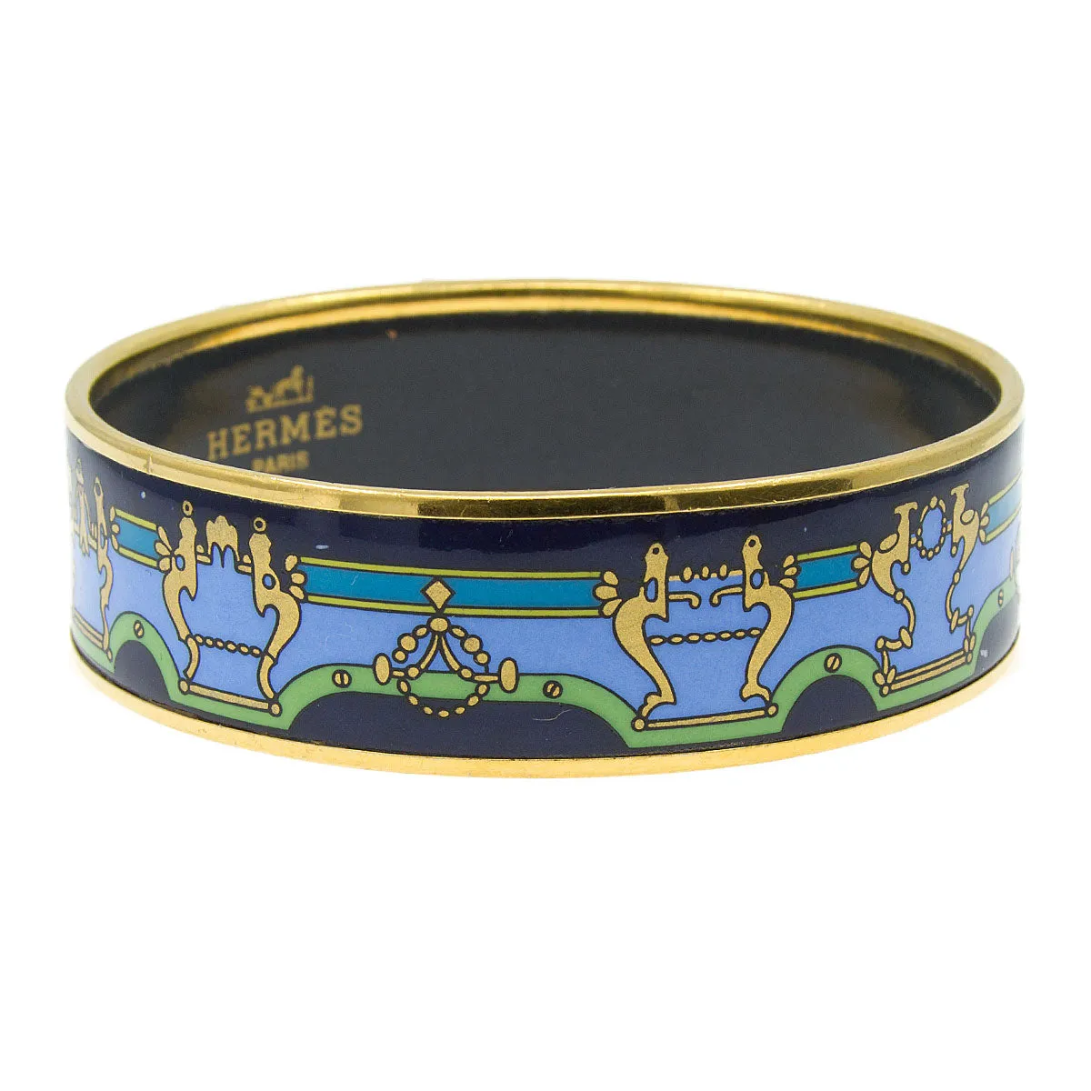 Hermes Blue Enamel Bangle Bracelet