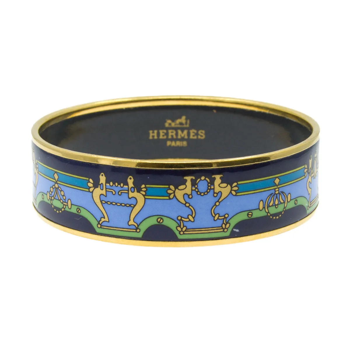 Hermes Blue Enamel Bangle Bracelet