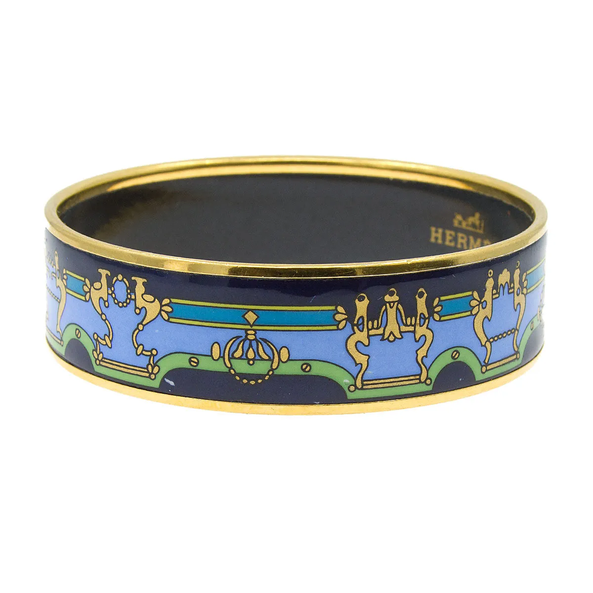 Hermes Blue Enamel Bangle Bracelet