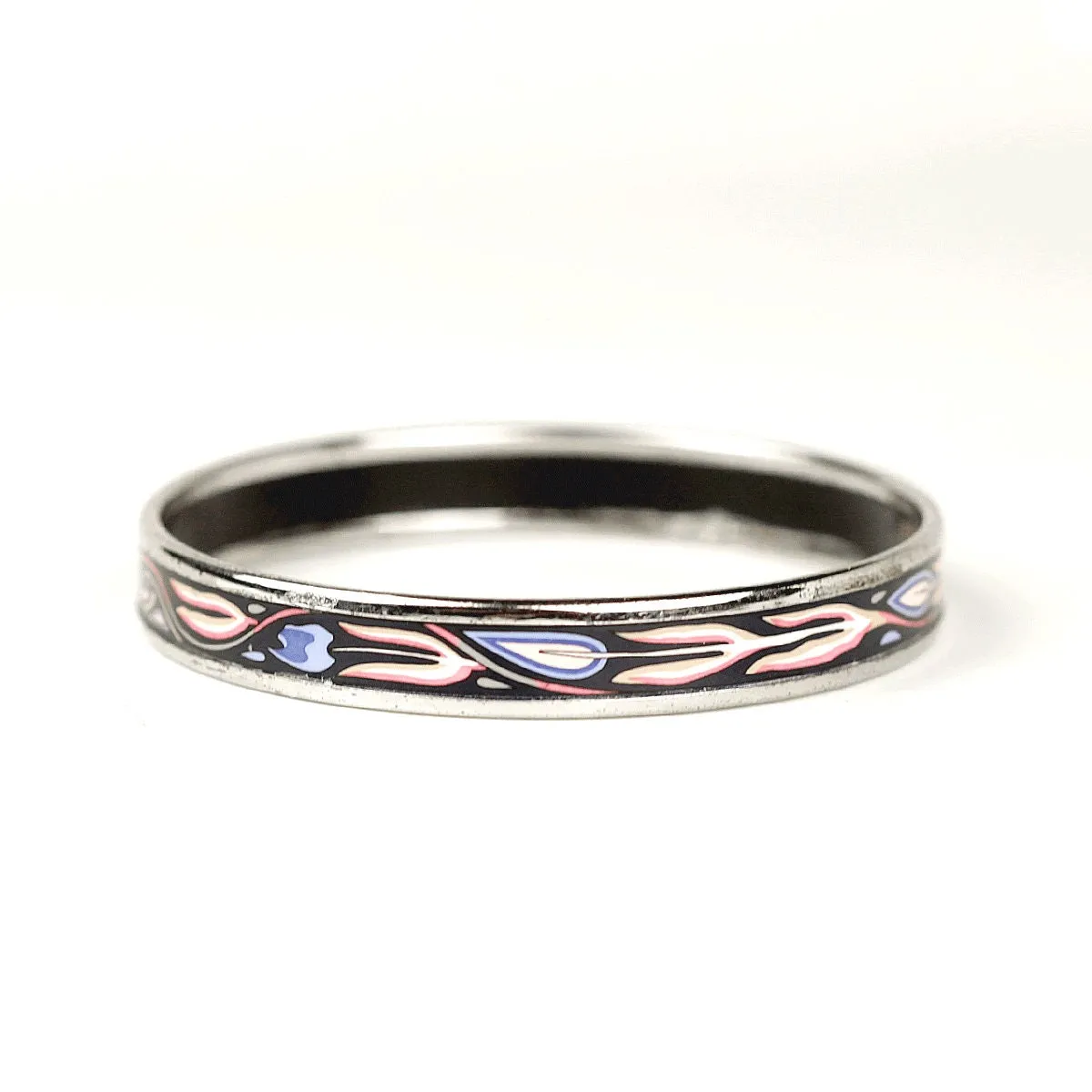 Hermes Bracelet Enamel Palladium Silver 70 Narrow