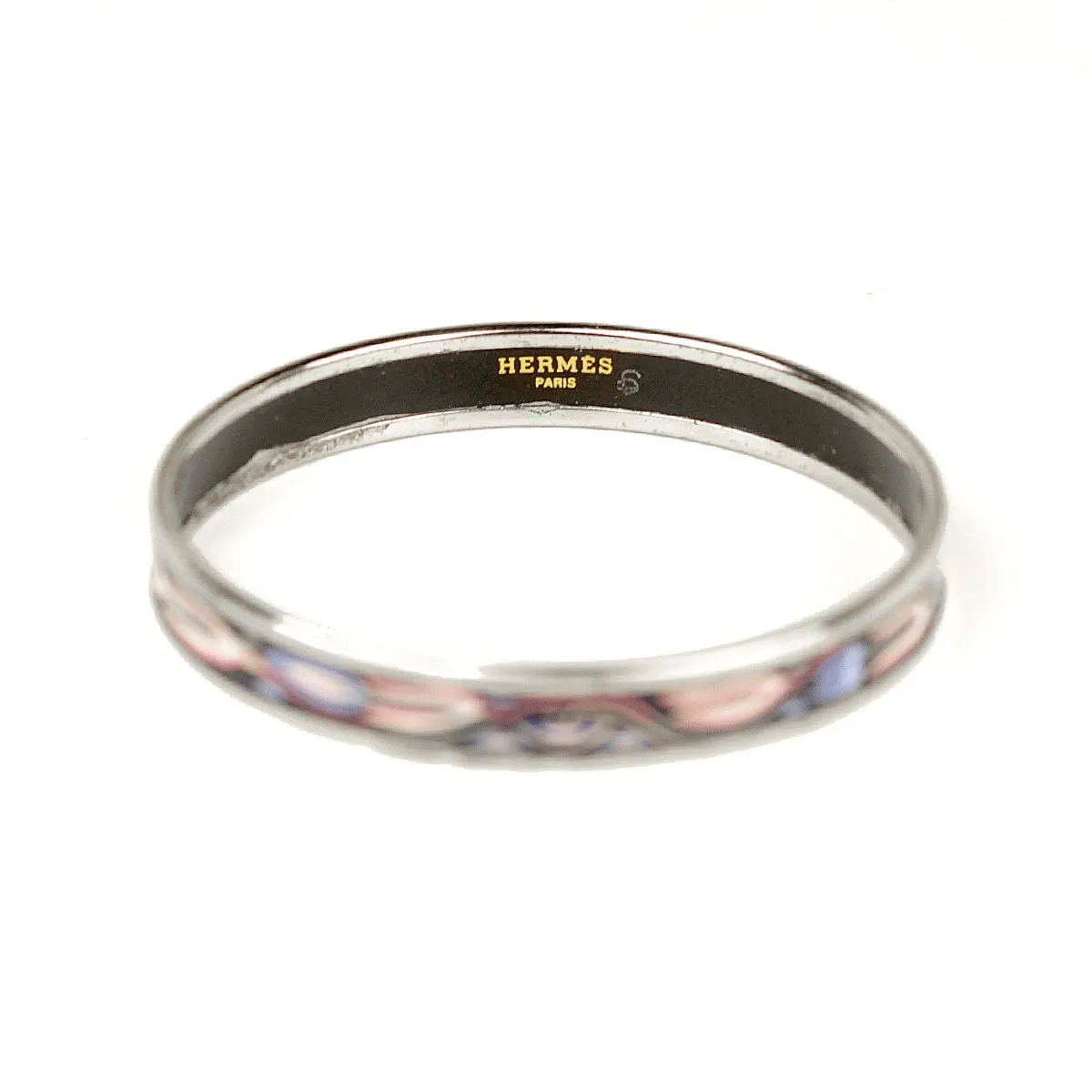 Hermes Bracelet Enamel Palladium Silver 70 Narrow