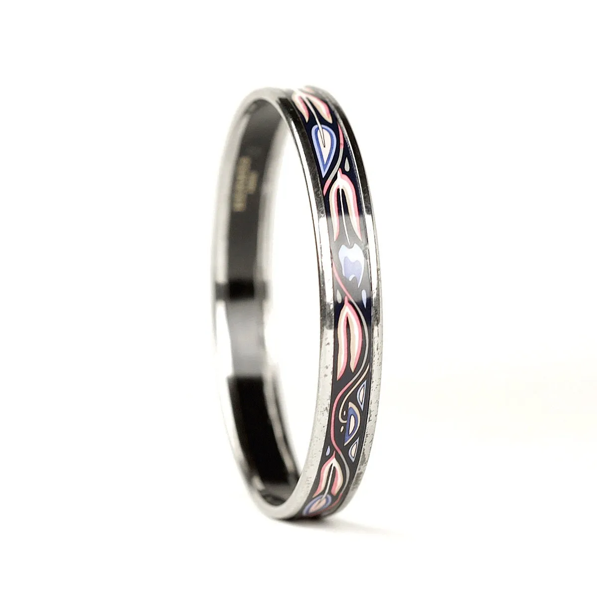 Hermes Bracelet Enamel Palladium Silver 70 Narrow