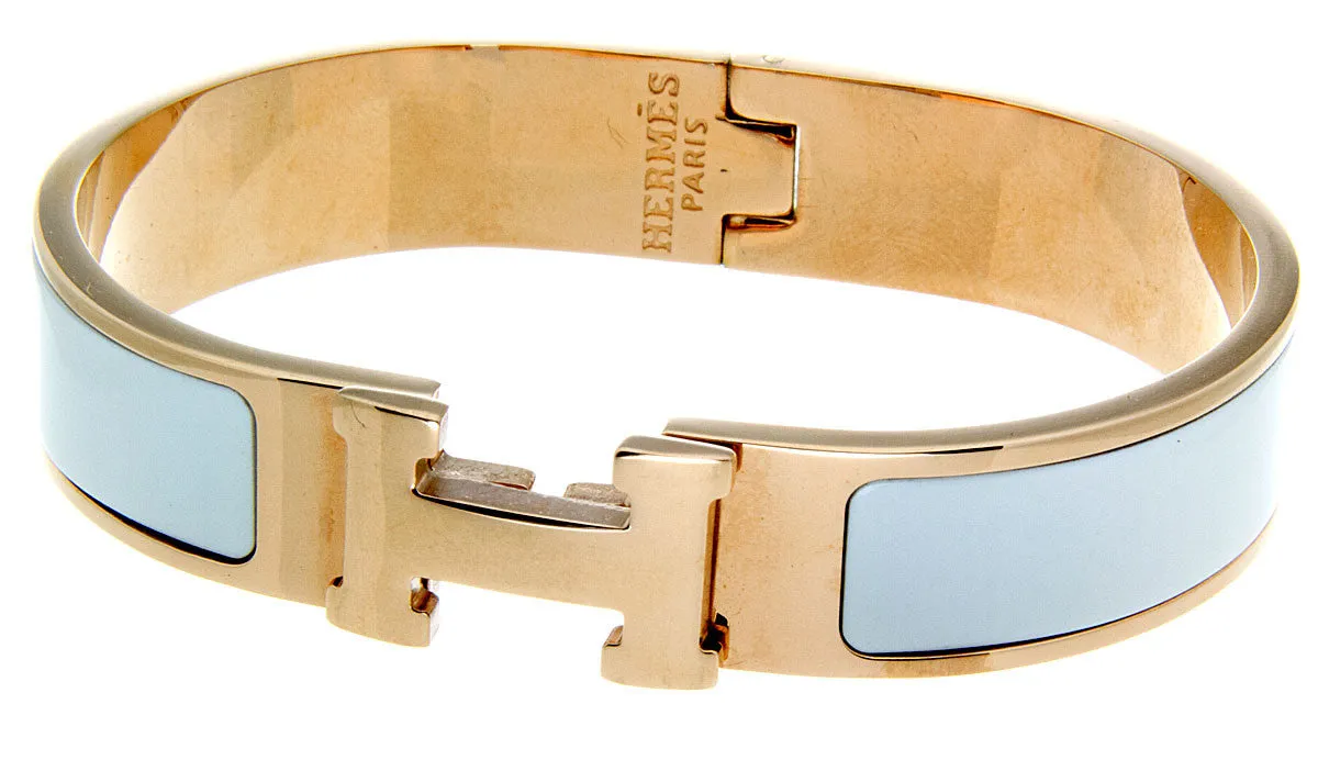 Hermes Clic H White Enamel Bracelet