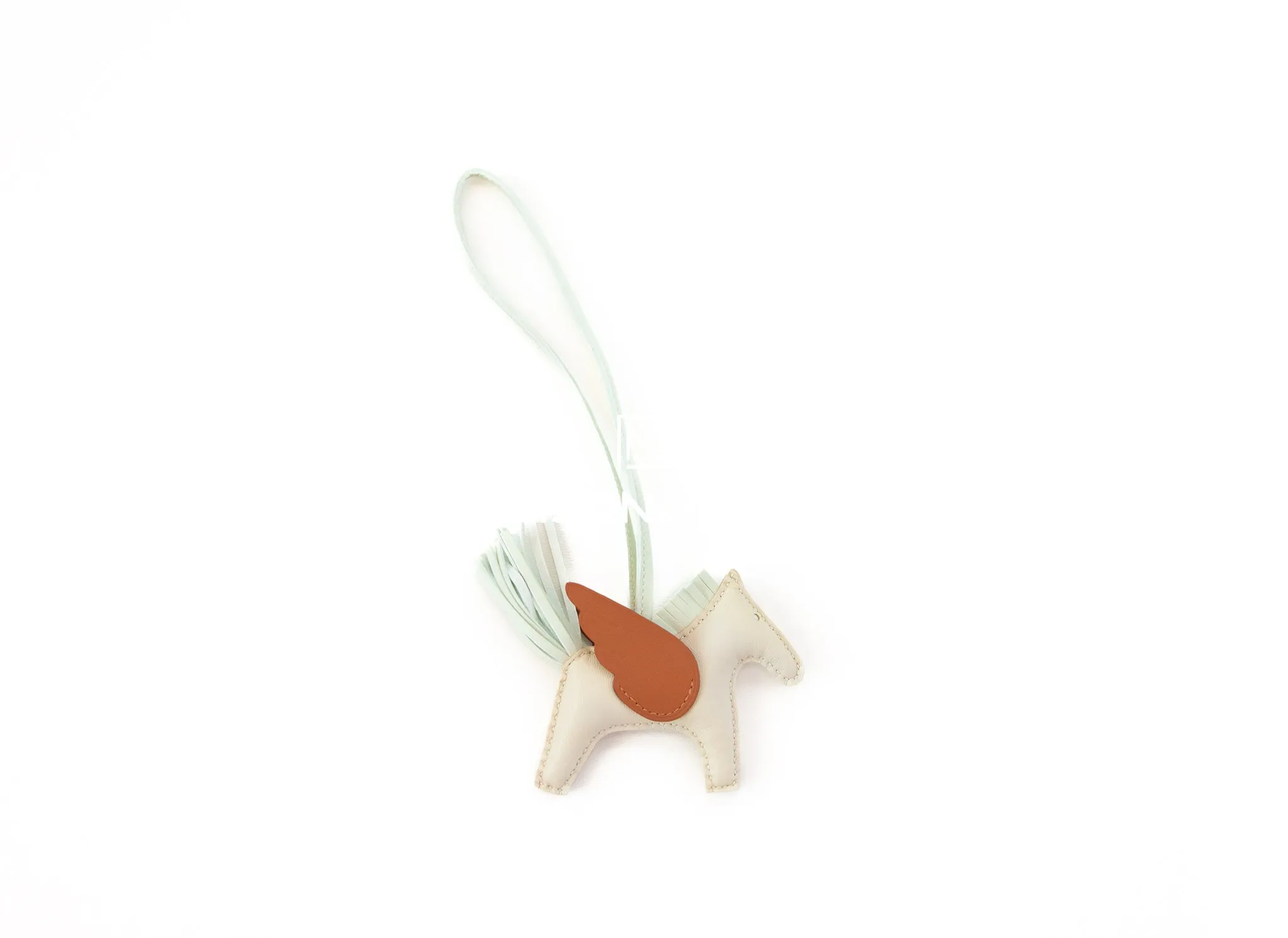 Hermes Craie / Vert Fizz / Gold Pegase Bag Charm PM