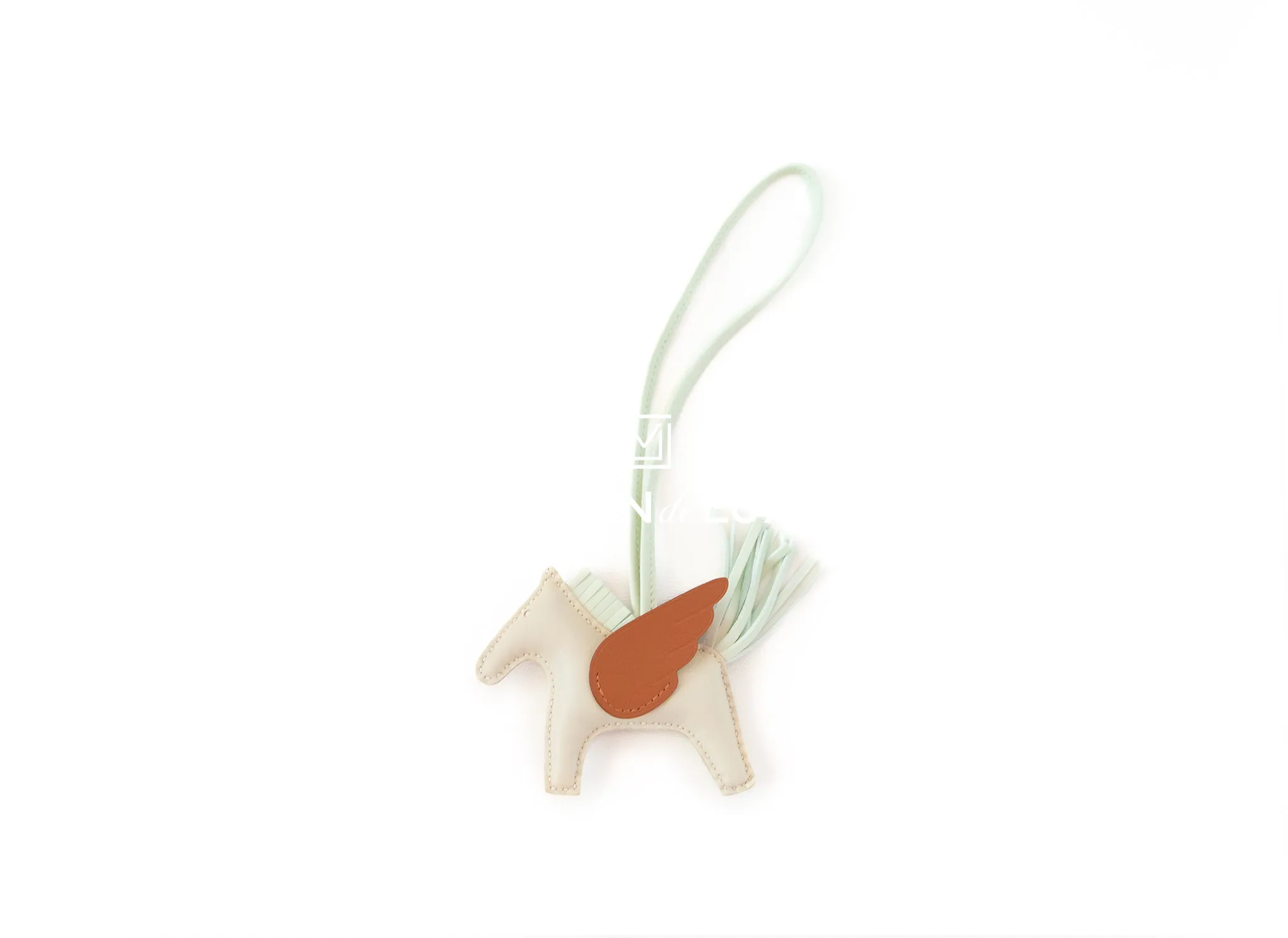Hermes Craie / Vert Fizz / Gold Pegase Bag Charm PM