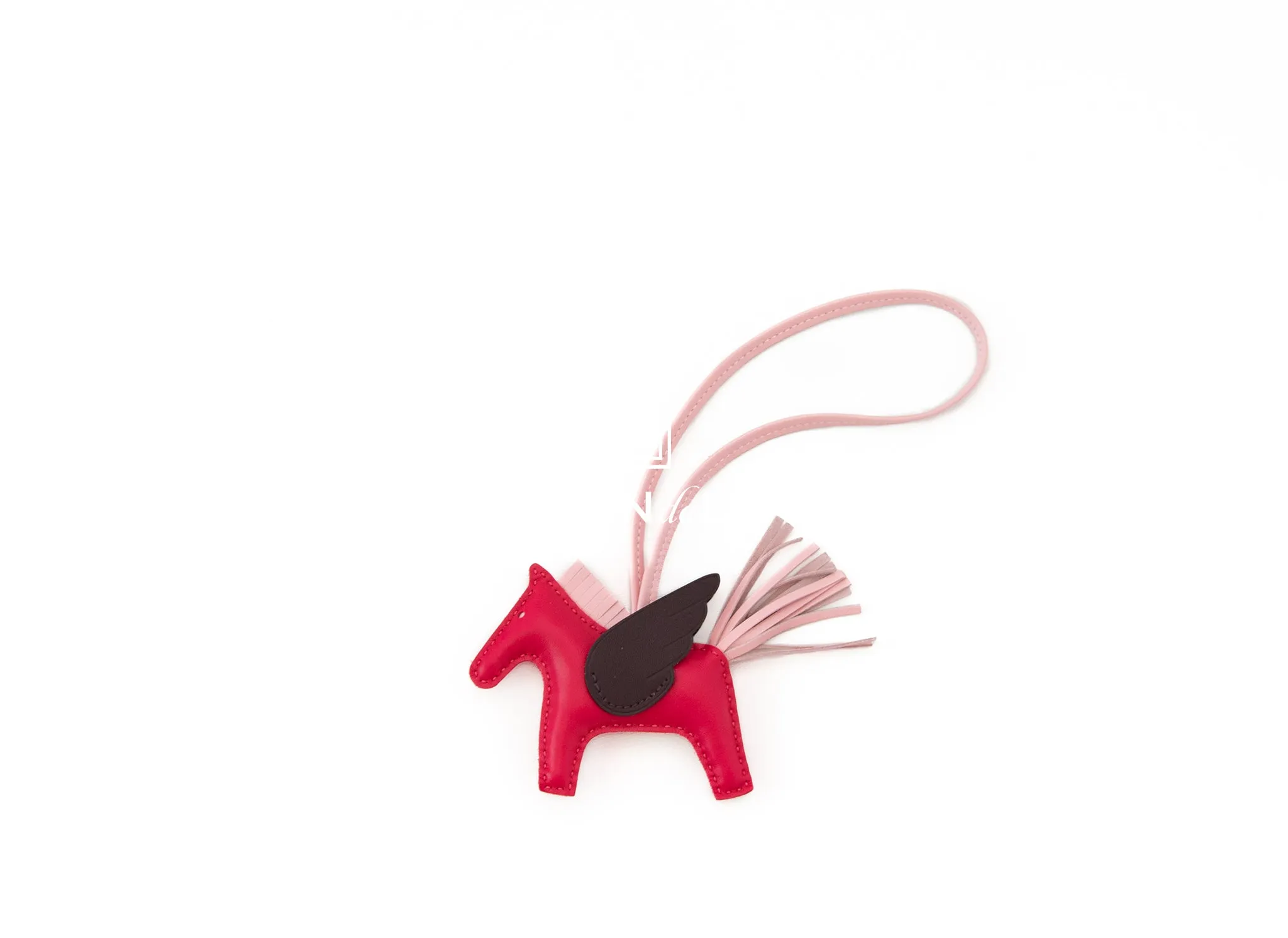 Hermes Framboise / Rose Sakura / Rouge Sellier Pegase Bag Charm PM