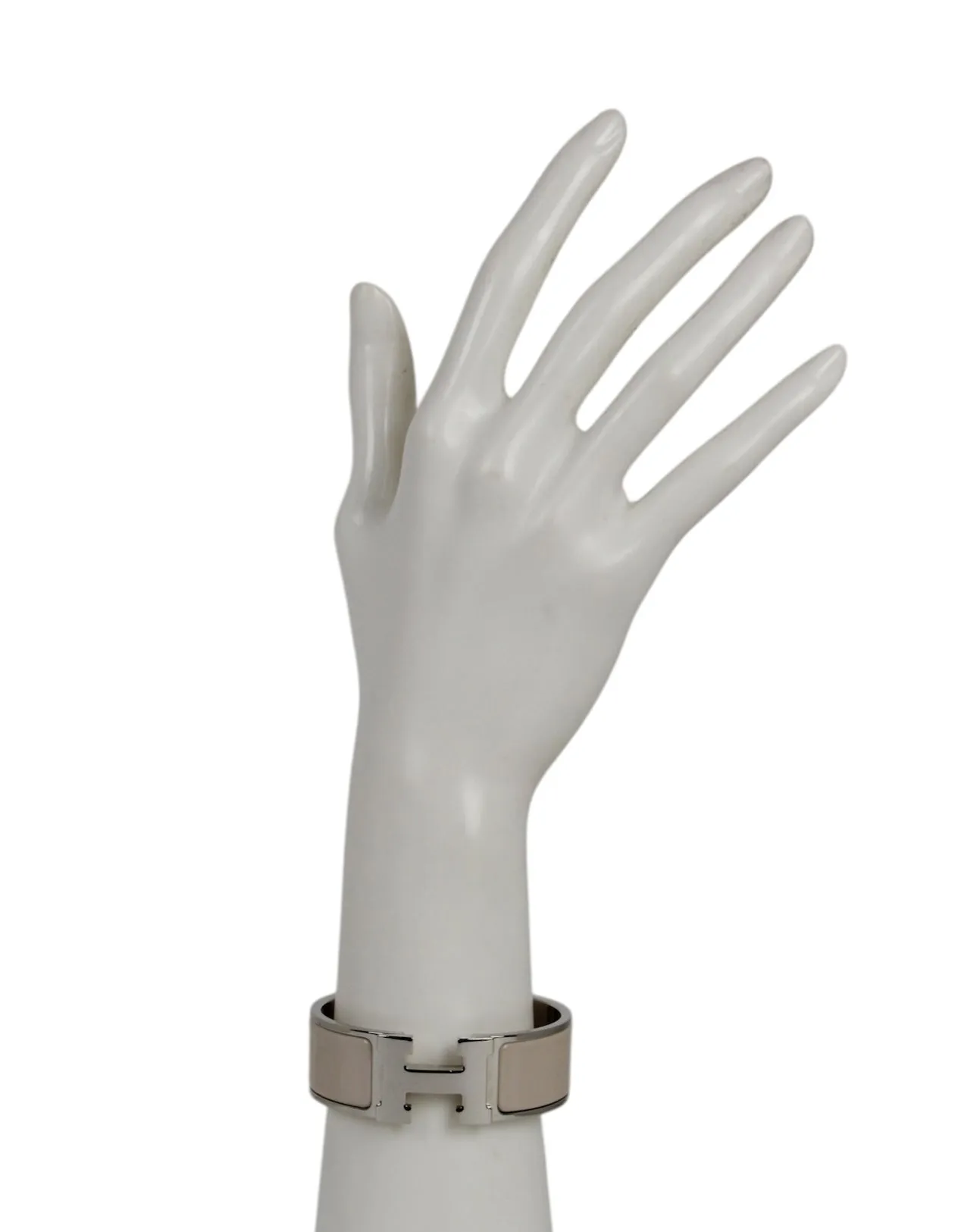 Hermes Marron Glace/Palladium Wide H Clic Clac Bracelet sz PM