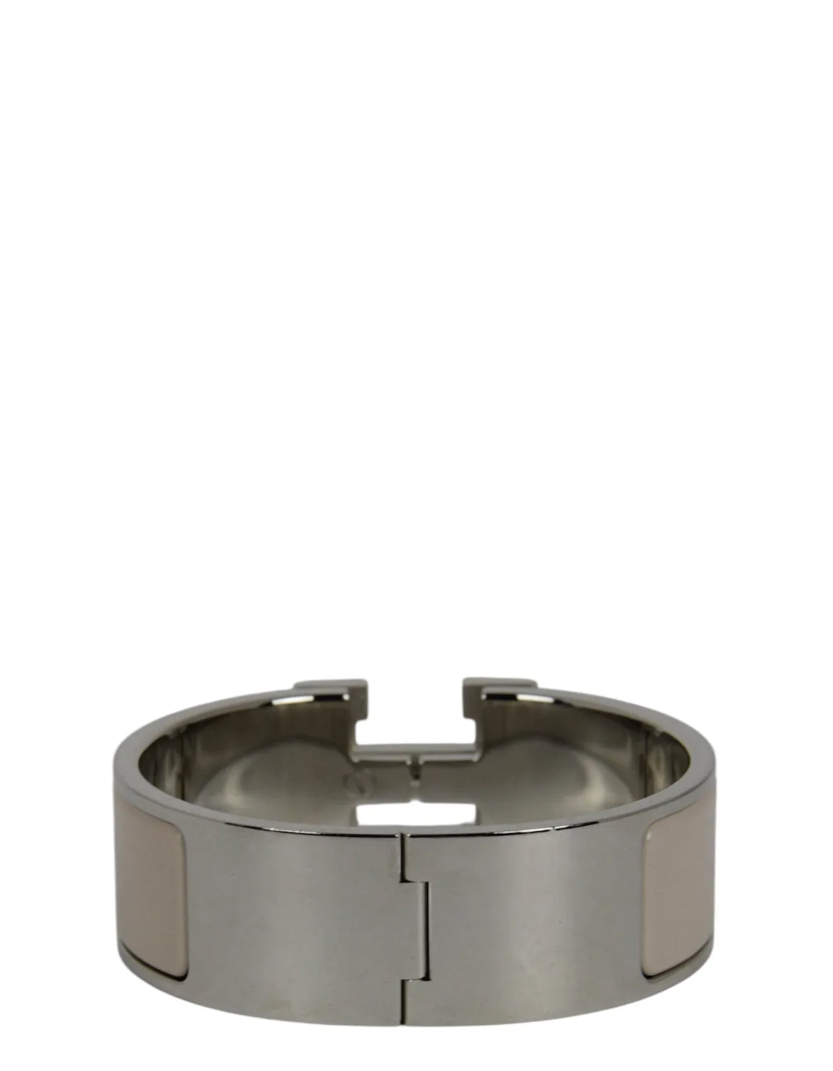 Hermes Marron Glace/Palladium Wide H Clic Clac Bracelet sz PM