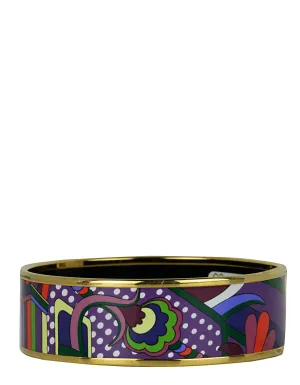 Hermes NEW Gold/ Au Paradis Faubourg Rainbow Wide Enamel Bangle sz 65