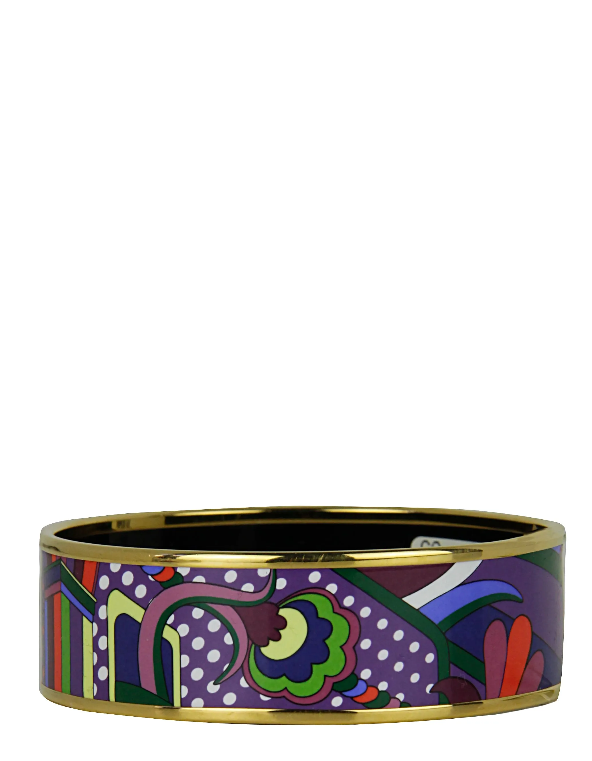 Hermes NEW Gold/ Au Paradis Faubourg Rainbow Wide Enamel Bangle sz 65