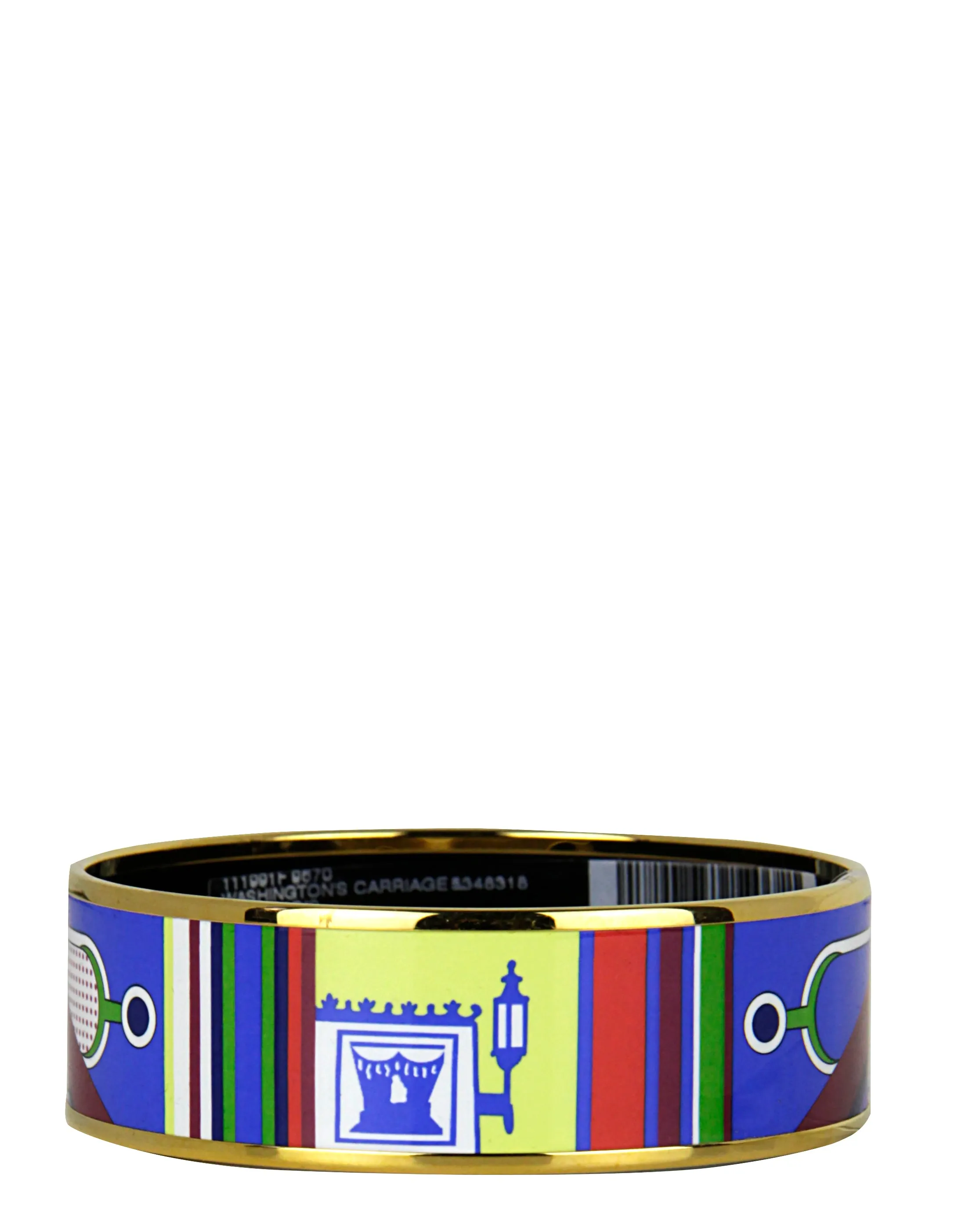 Hermes NEW Gold/ Au Paradis Washingtons Carriage Wide Enamel Bangle sz 70