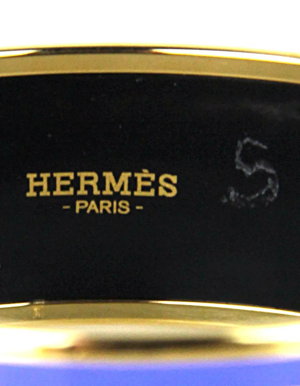 Hermes NEW Gold/ Au Paradis Washingtons Carriage Wide Enamel Bangle sz 70