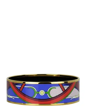 Hermes NEW Gold/ Au Paradis Washingtons Carriage Wide Enamel Bangle sz 70