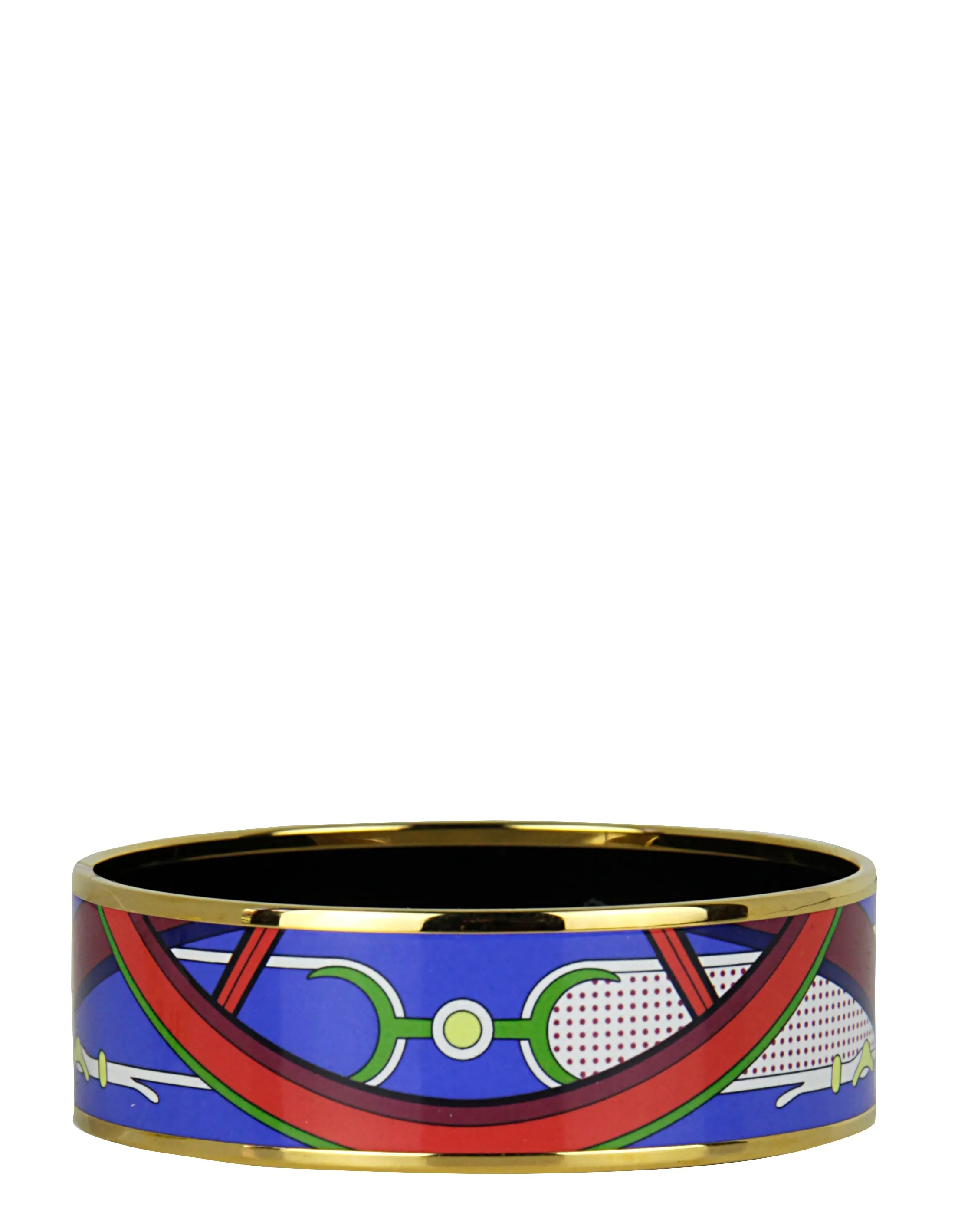Hermes NEW Gold/ Au Paradis Washingtons Carriage Wide Enamel Bangle sz 70