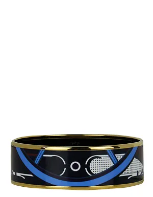 Hermes NEW Gold/Clair de Lune Washingtons Carriage Wide Enamel Bangle sz 65