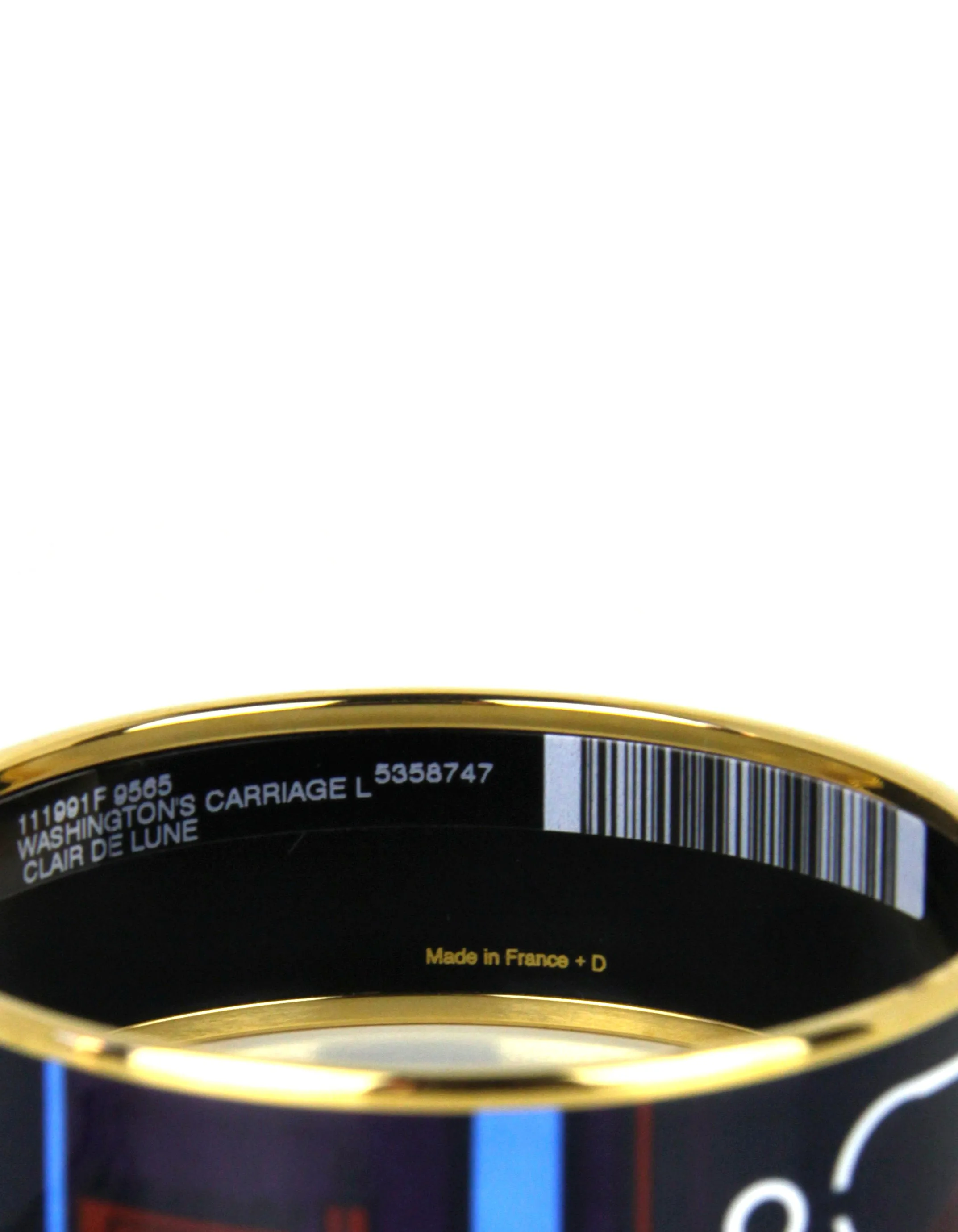 Hermes NEW Gold/Clair de Lune Washingtons Carriage Wide Enamel Bangle sz 65