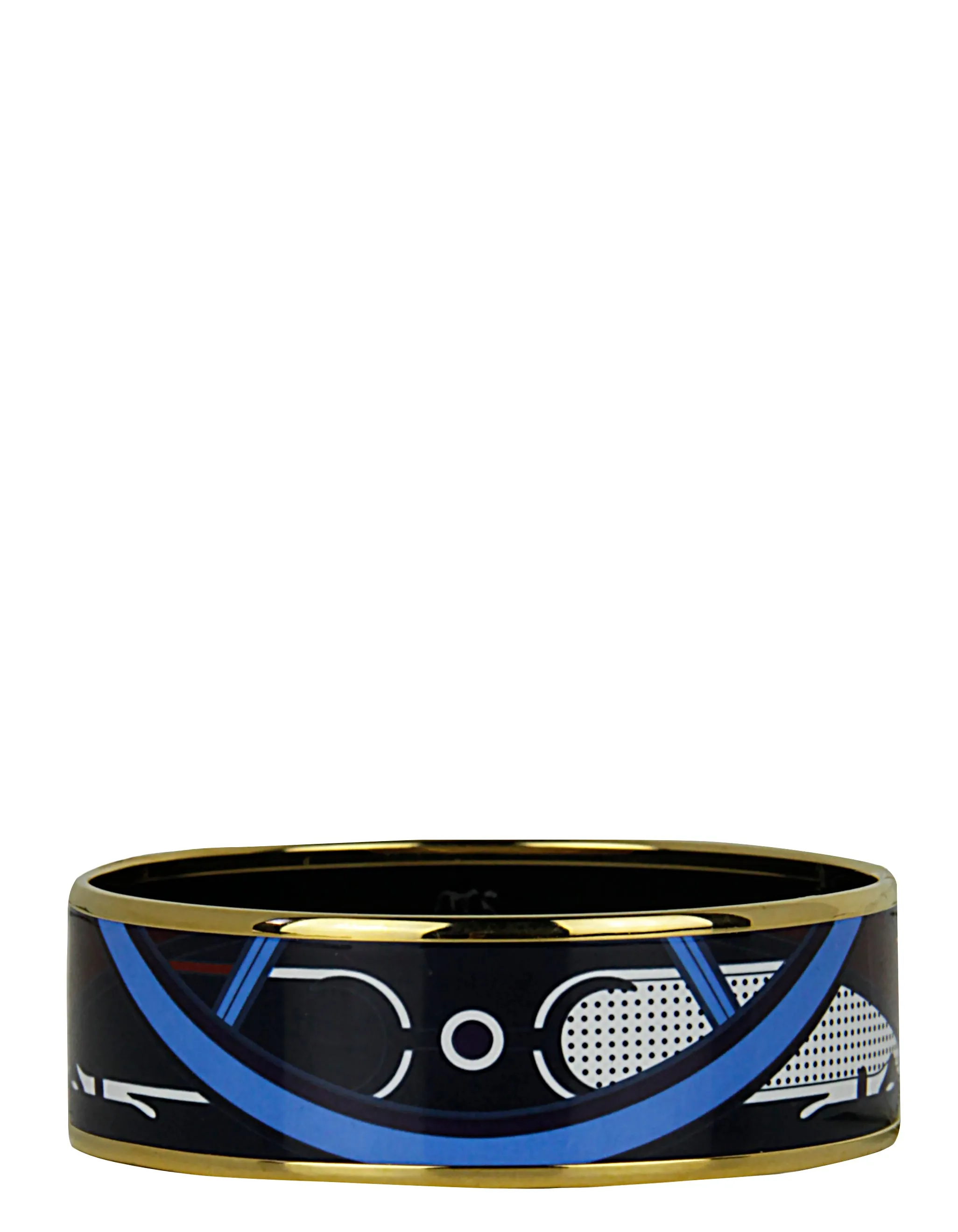 Hermes NEW Gold/Clair de Lune Washingtons Carriage Wide Enamel Bangle sz 65