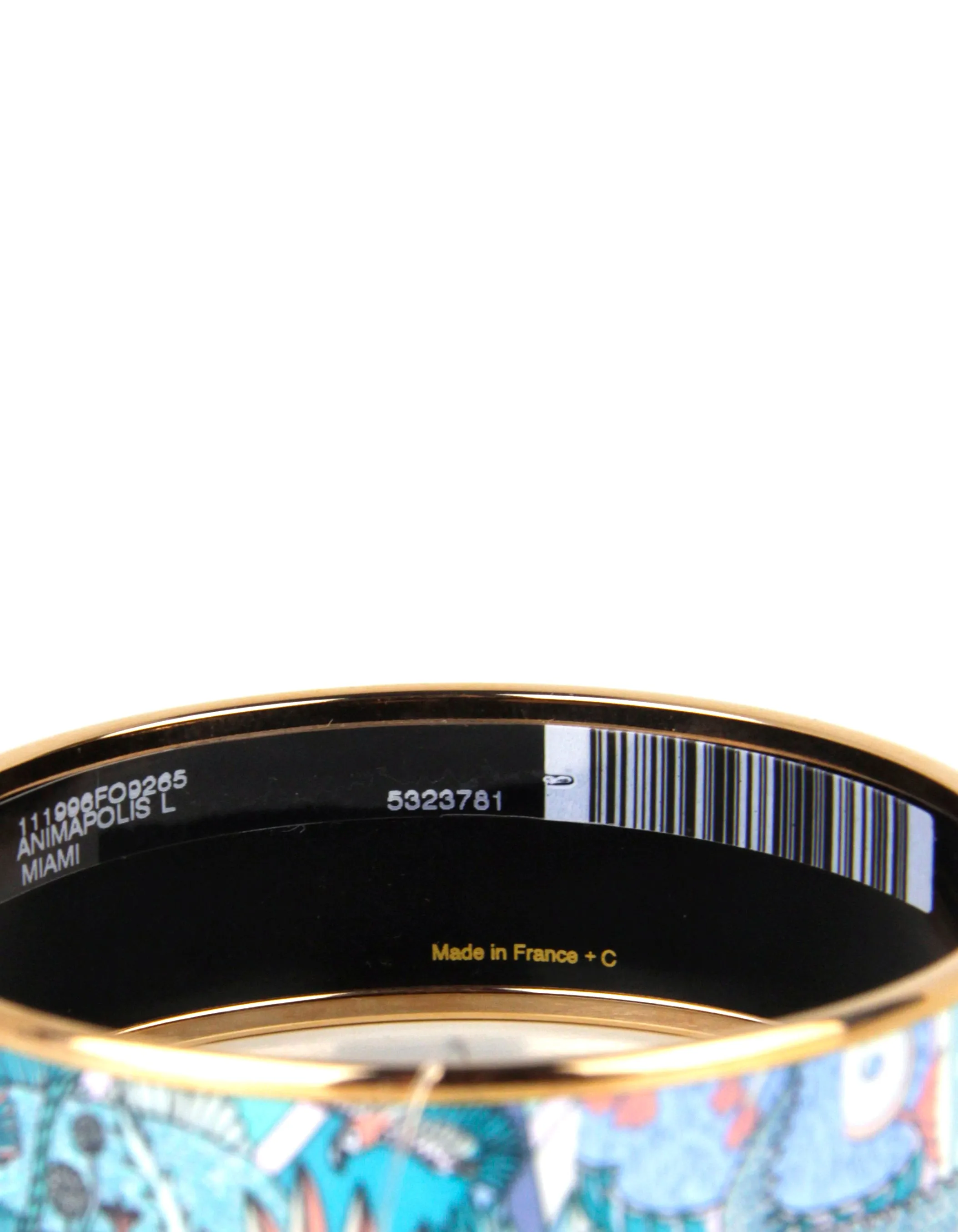 Hermes NEW Rose Gold/ Miami Animapolis Wide Enamel Bangle sz 65